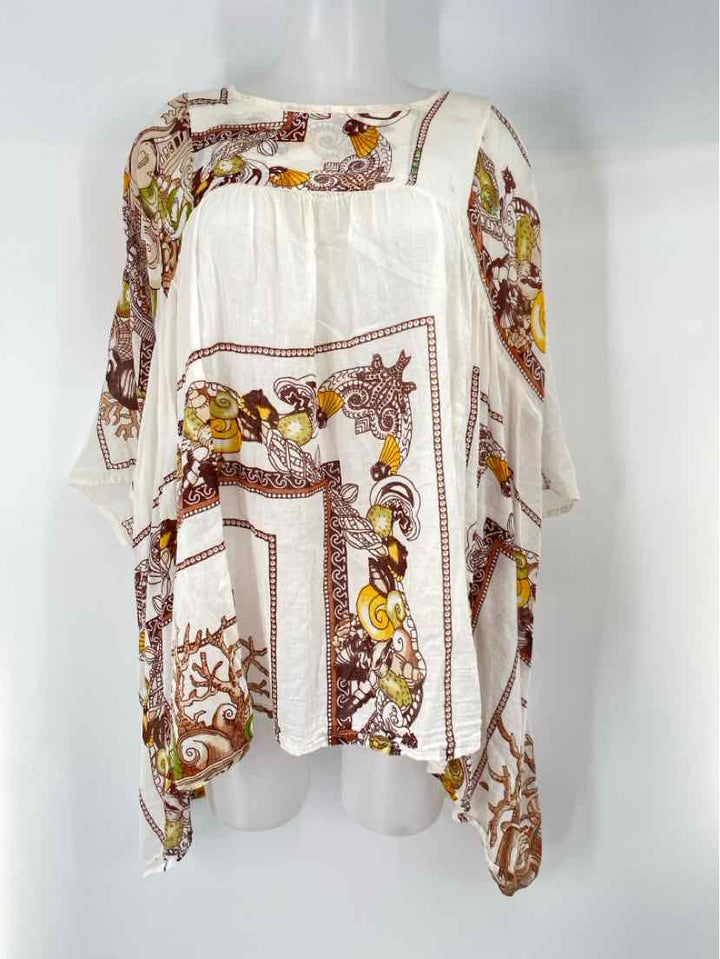 Size One Size White Print Shirt