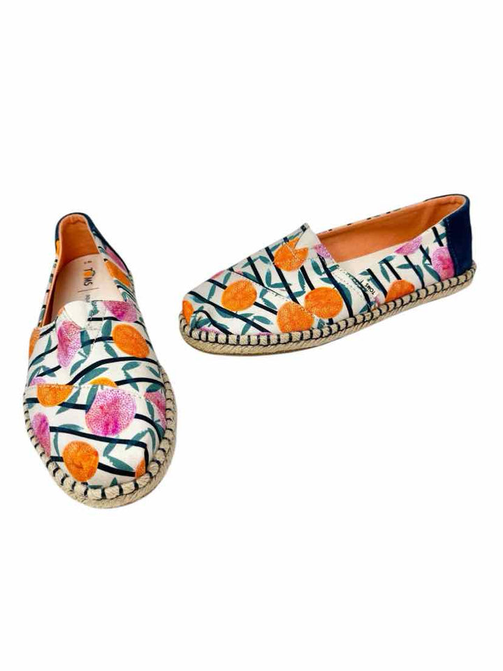 Shoe Size 7 Toms Multi-Color Canvas Flats