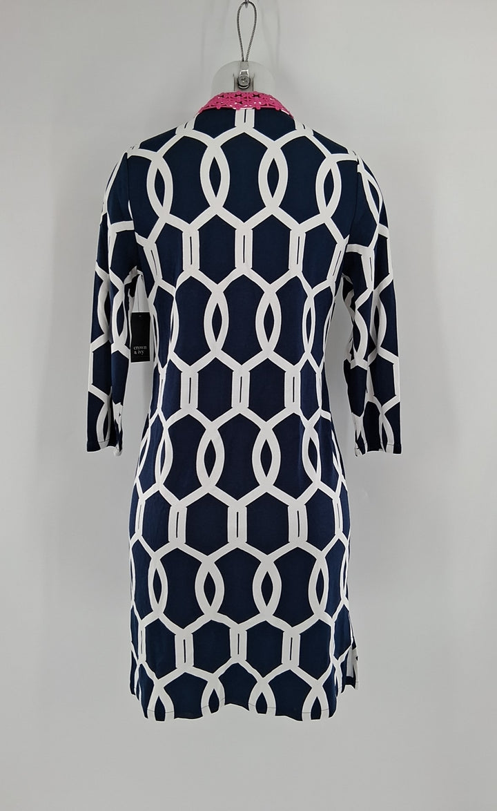 Size XS CROWN & IVY Navy Print Dress