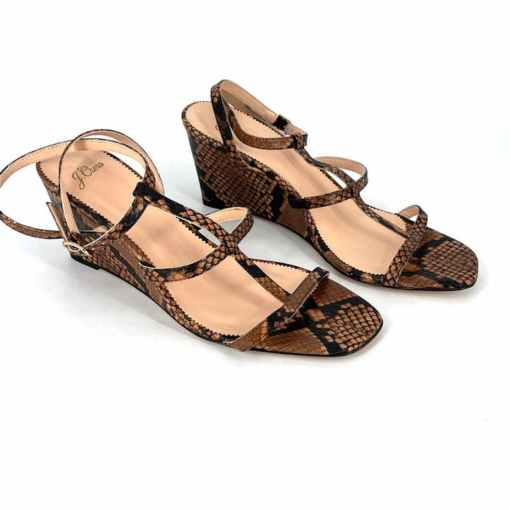 Shoe Size 10.5 J Crew Brown Print Sandals