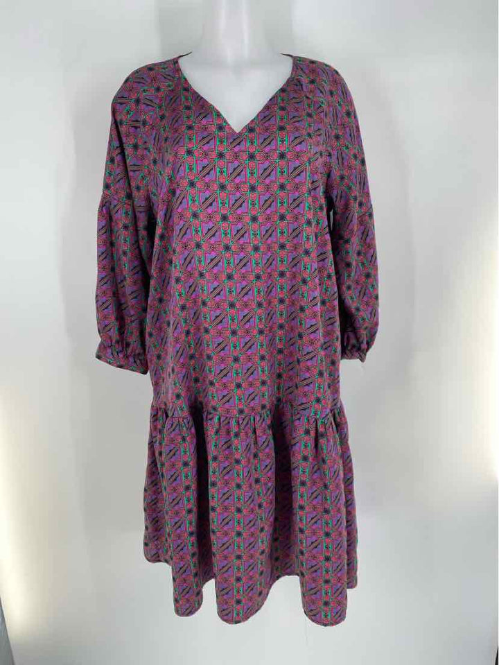 Size L Purple Print Dress