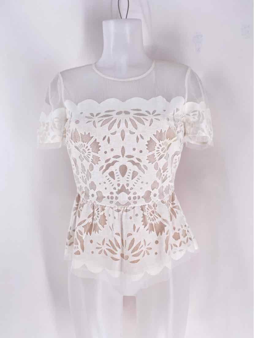 Size XS BCBG White Lace Shirt