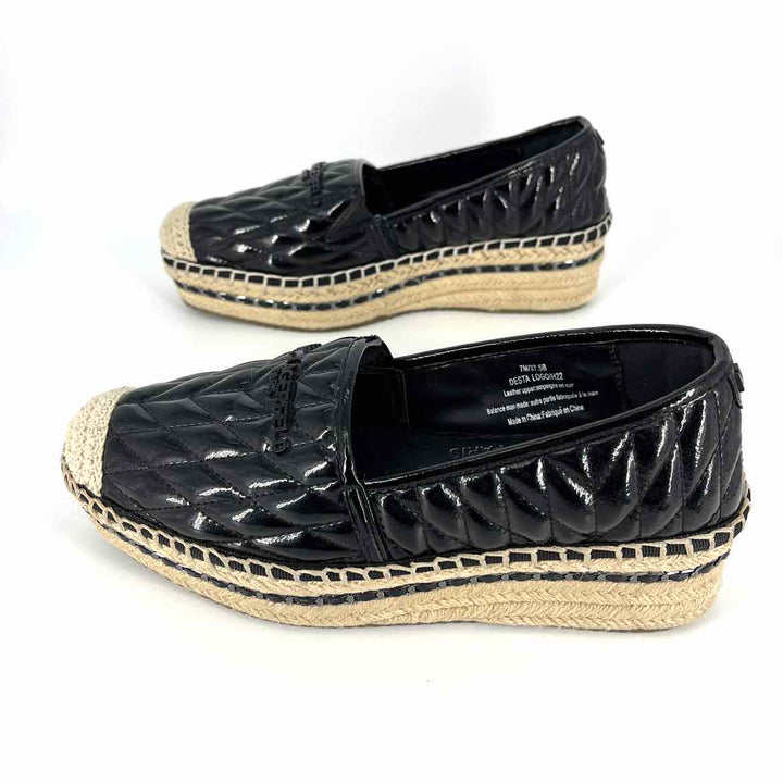 Shoe Size 7 KARL LAGERFELD Black Leather Quilted Flats