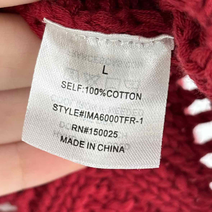 Size L Red Knit Cotton Cardigan