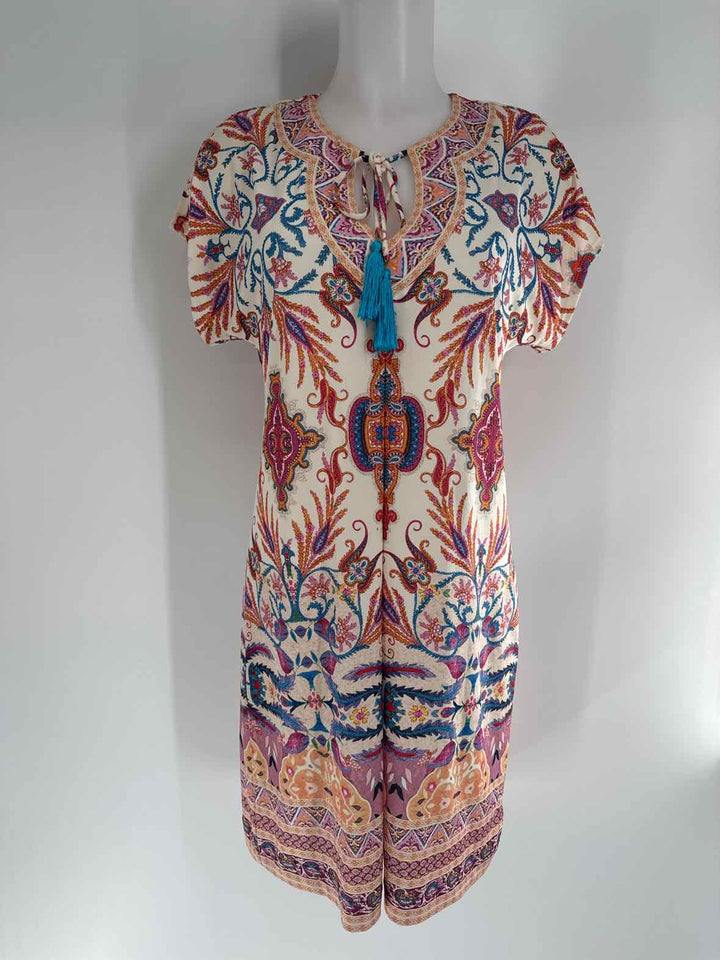 Size M HALE BOB White Print Dress