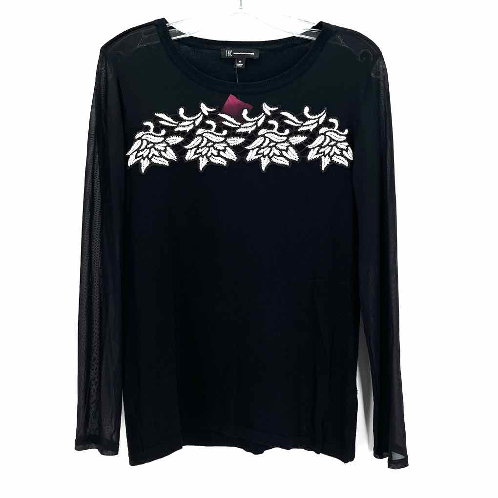 Size M INC Black Knit Mesh Shirt