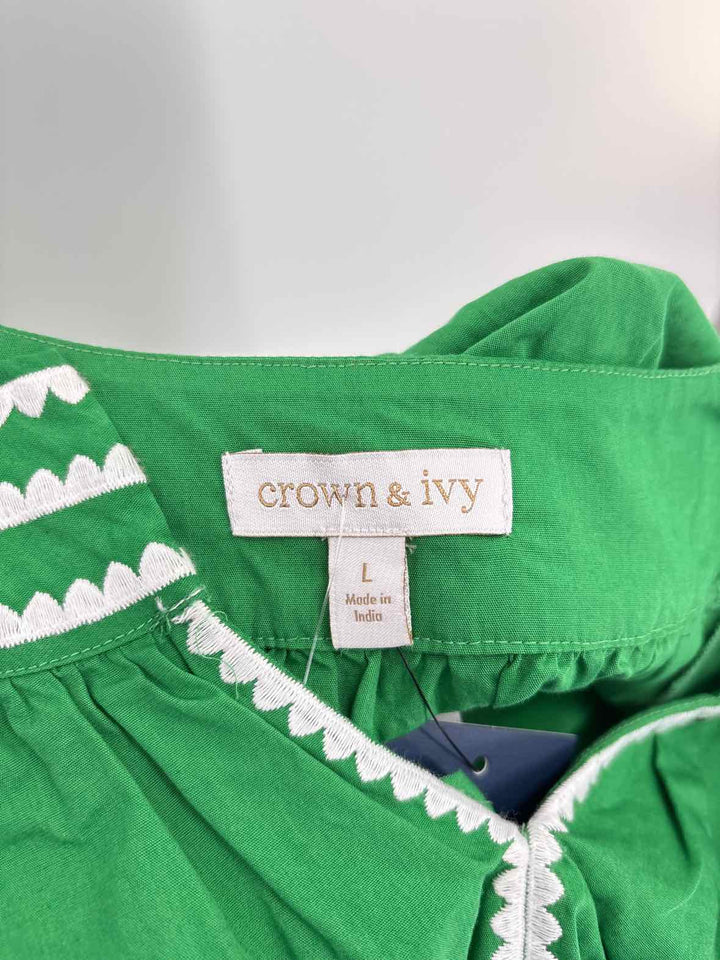 Size L CROWN & IVY Green Shirt