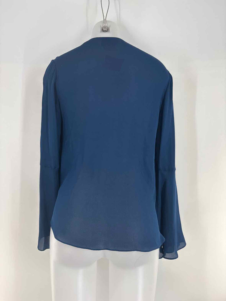 Size XS CINQ DE SEPT Blue Silk Shirt