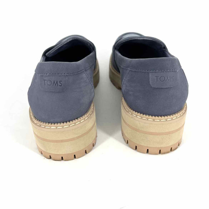 Shoe Size 8 Toms Blue Knit Leather Loafers