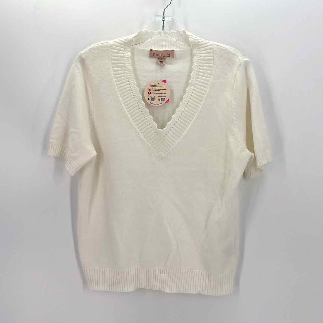 Size L PHILOSPHY Ivory Viscose Knit Sweater