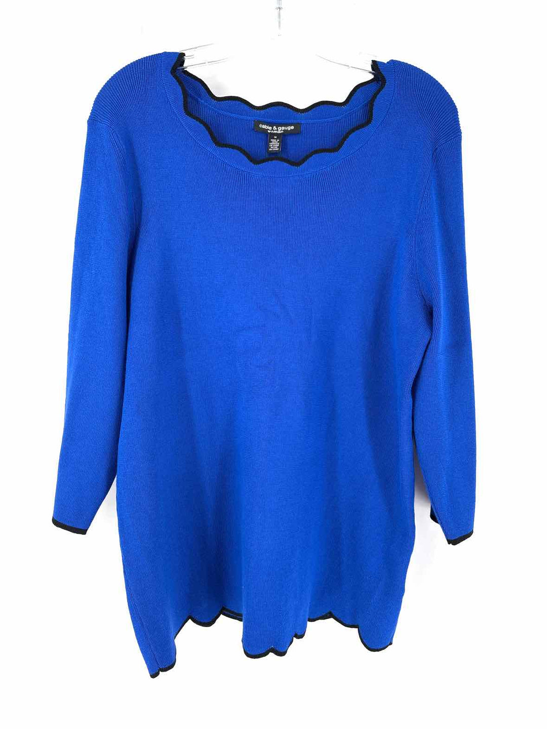 Size 1X CABLE & GAUGE Blue Knit Sweater