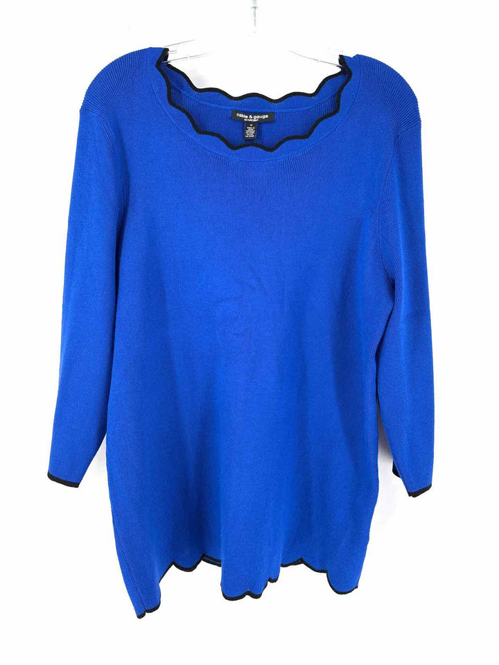 Size 1X CABLE & GAUGE Blue Knit Sweater