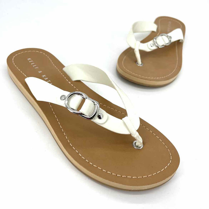 Shoe Size 8.5 KELLY & KATIE White Faux Leather Sandals