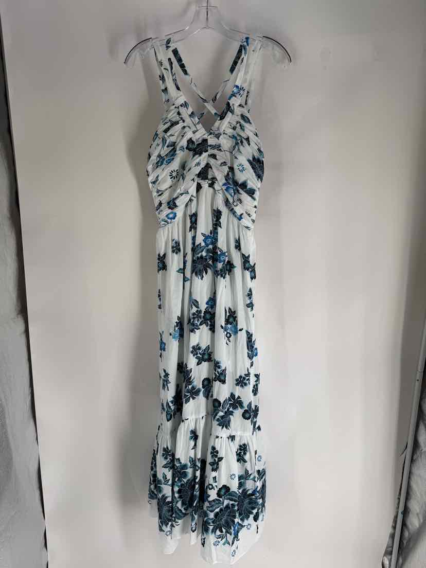 Size 10 White House Black Market White Print Dress