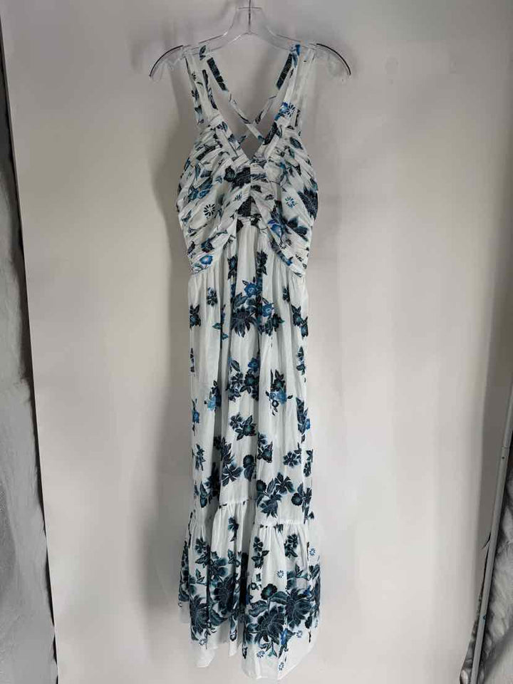 Size 10 White House Black Market White Print Dress