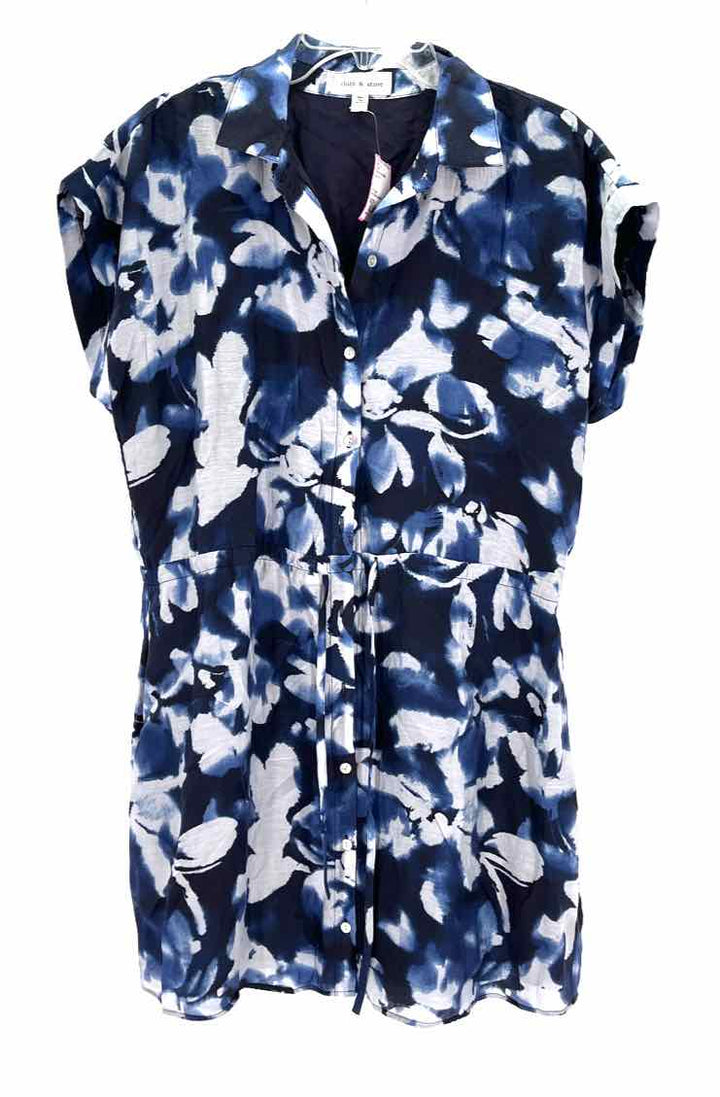 Size L CLOTH & STONE Blue Print Dress