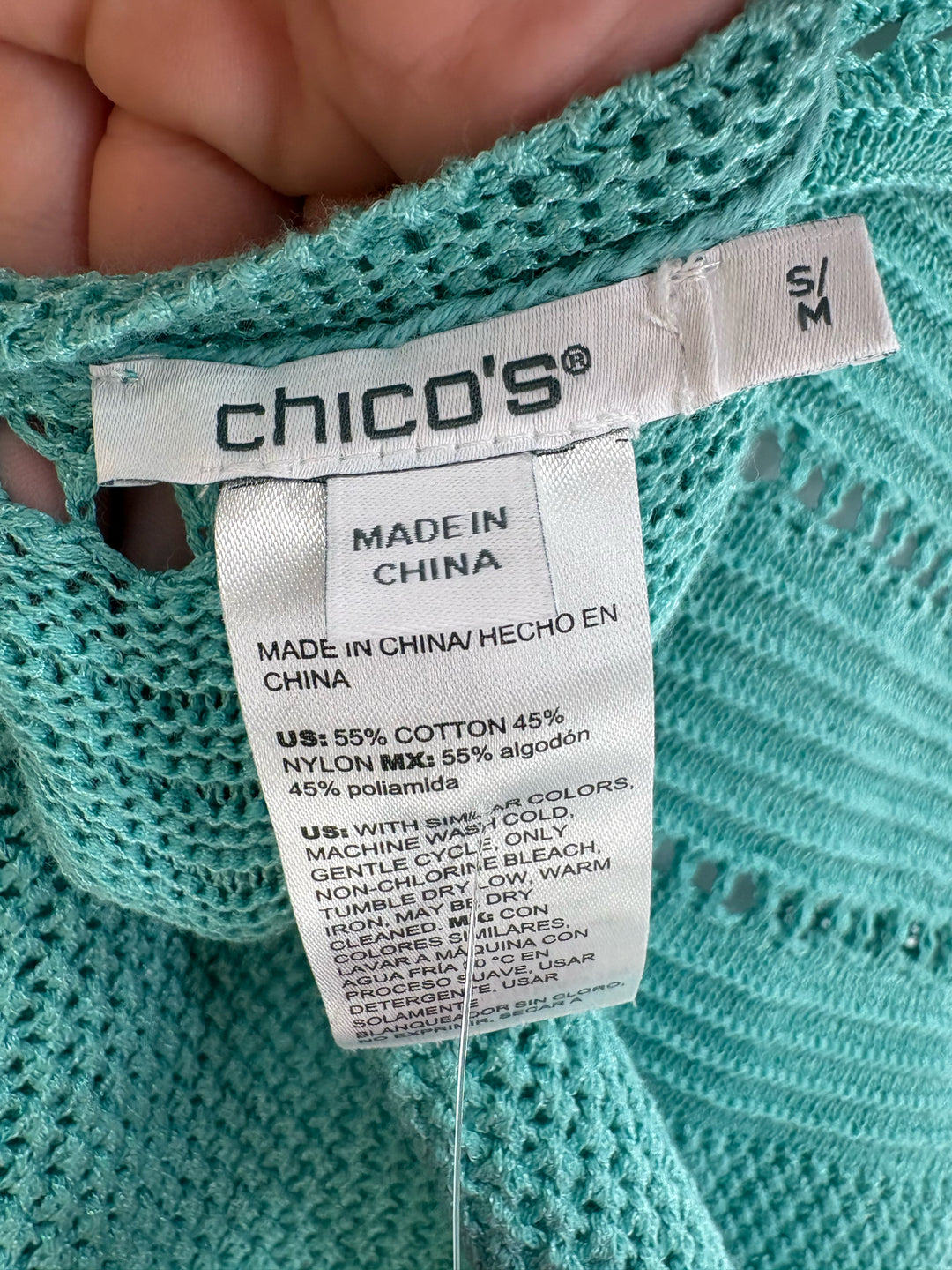 Size S/M Chico's Teal Knit Shirt