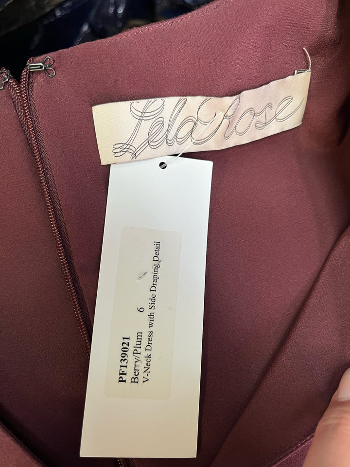 Size 6 LELA ROSE Burgundy Luxury - Dress