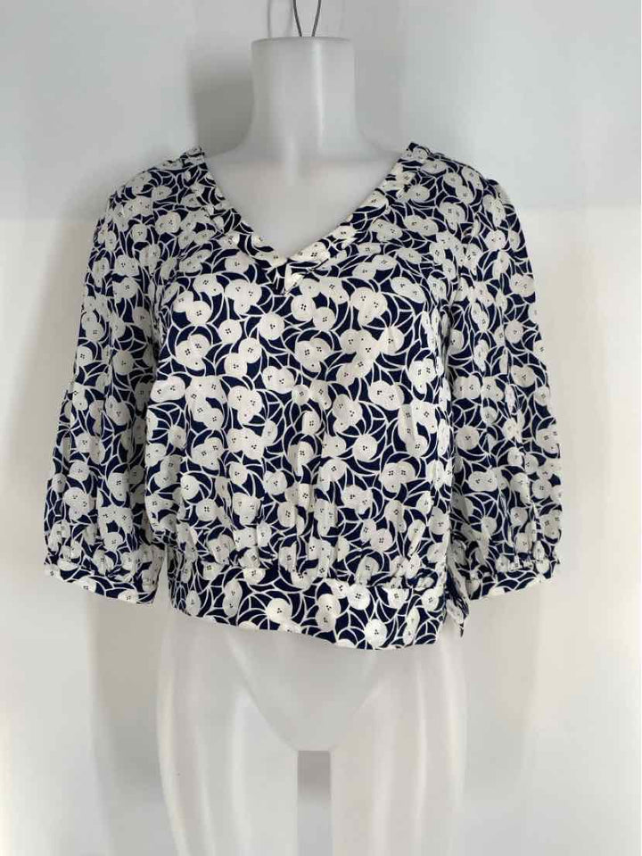 Size 00 Anthropologie Navy Print Shirt