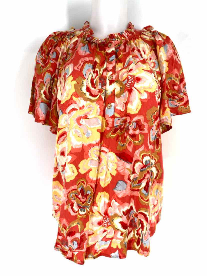 Size L DEMOCRACY ORANGE PRINT Shirt