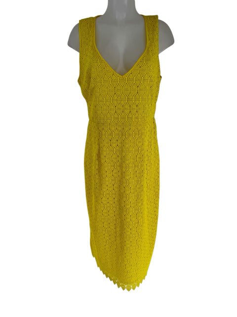 Size 12 DIANE VON FURSTENBERG Yellow Lace Dress