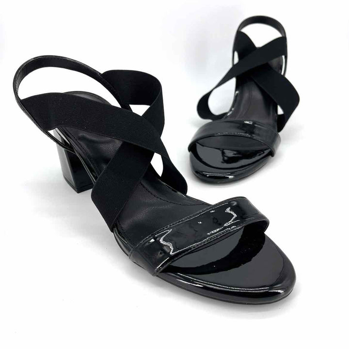 Shoe Size 10 Anne Klein Black Patent Sandals