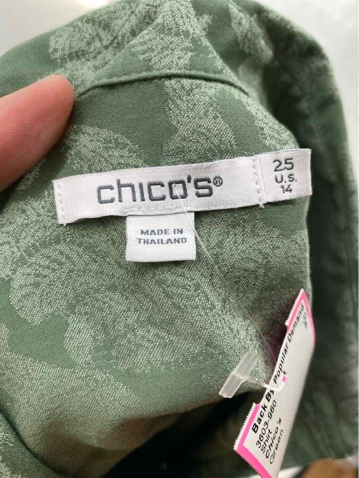 Size 14 Chico's Green Shirt