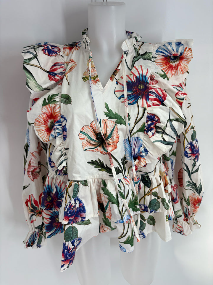 Size M White Print Dress