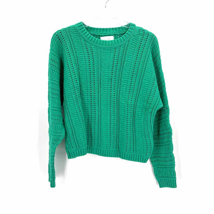 Size M CYNTHIA ROWLEY Green Knit Cotton Sweater