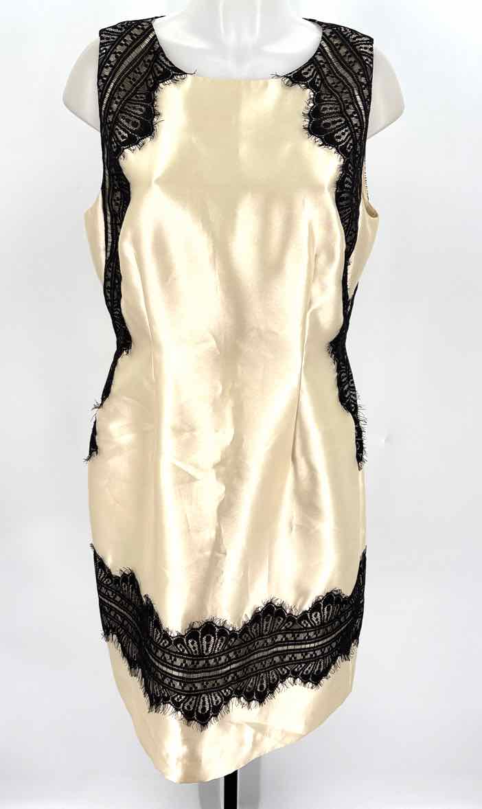 Size 14 ANTONIO MELANI Beige Sateen Dress