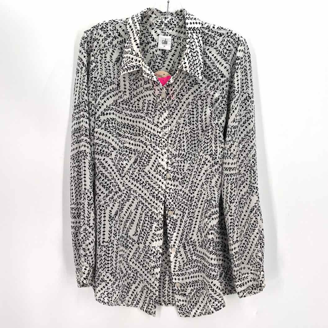 Size M CABI White Print Shirt
