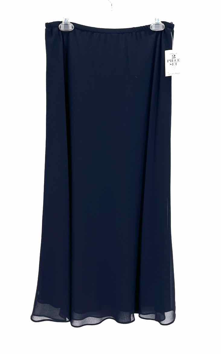 Size 12 Sandra Darren Navy Chiffon Sequined 2 PC Dress
