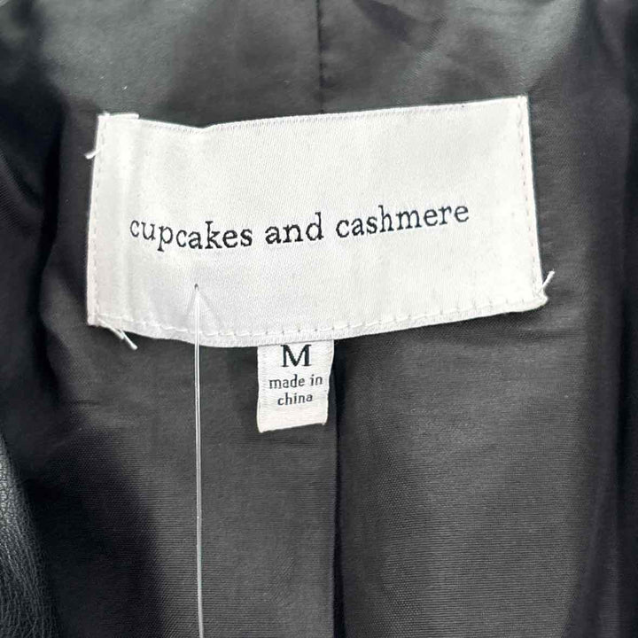 Size M Cupcakes & Cashmere Black Faux Leather Blazer