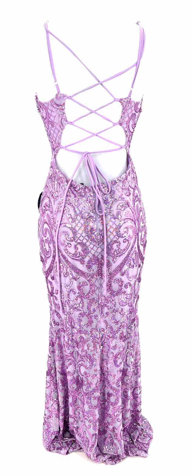 Size L WINDSOR Lavender Mesh Sequined Dress