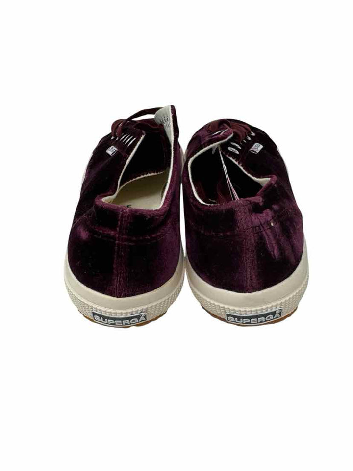 Shoe Size 39 SUPER GA Burgundy Velour Sneakers