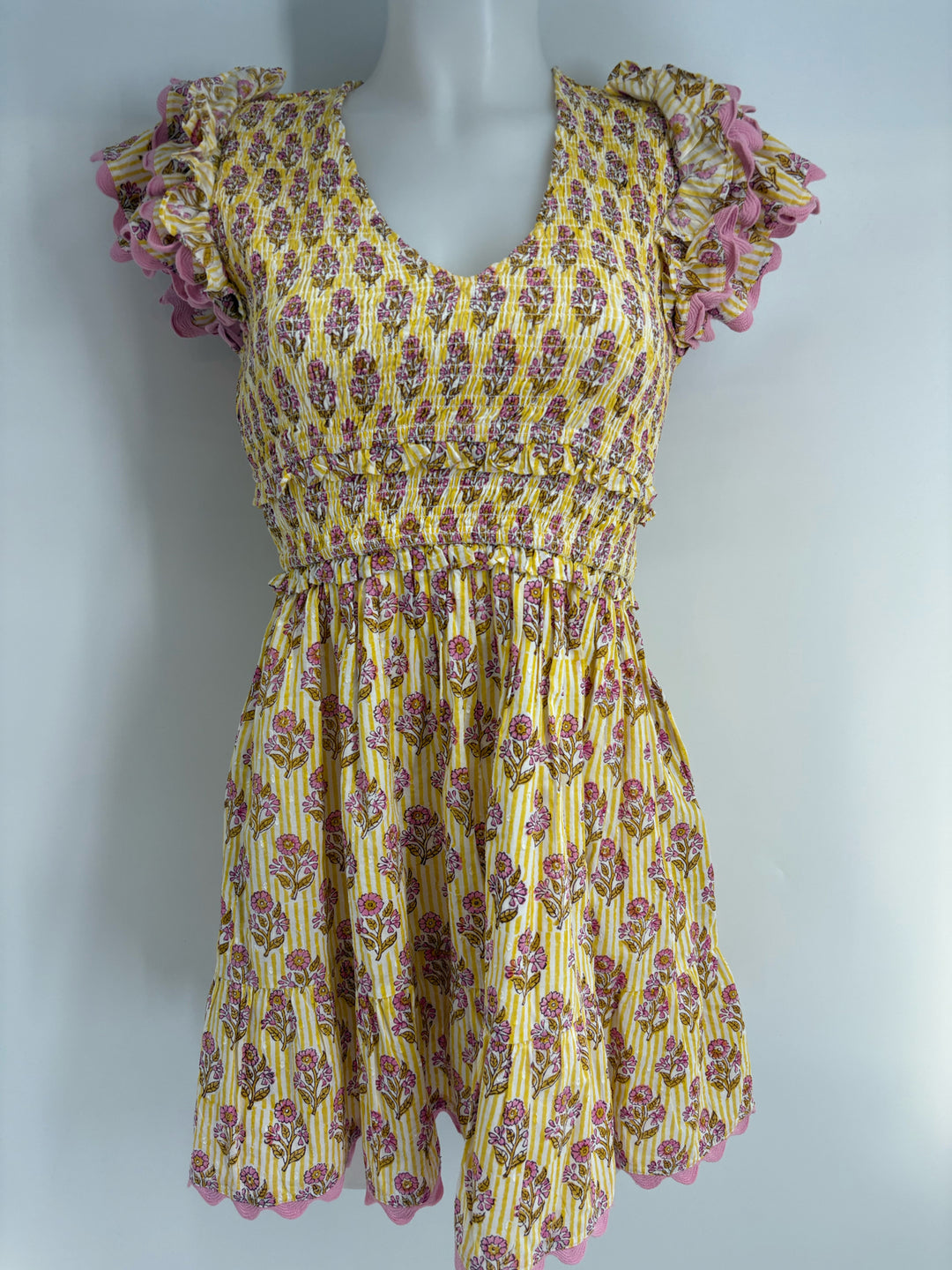 Size S Yellow Print Dress