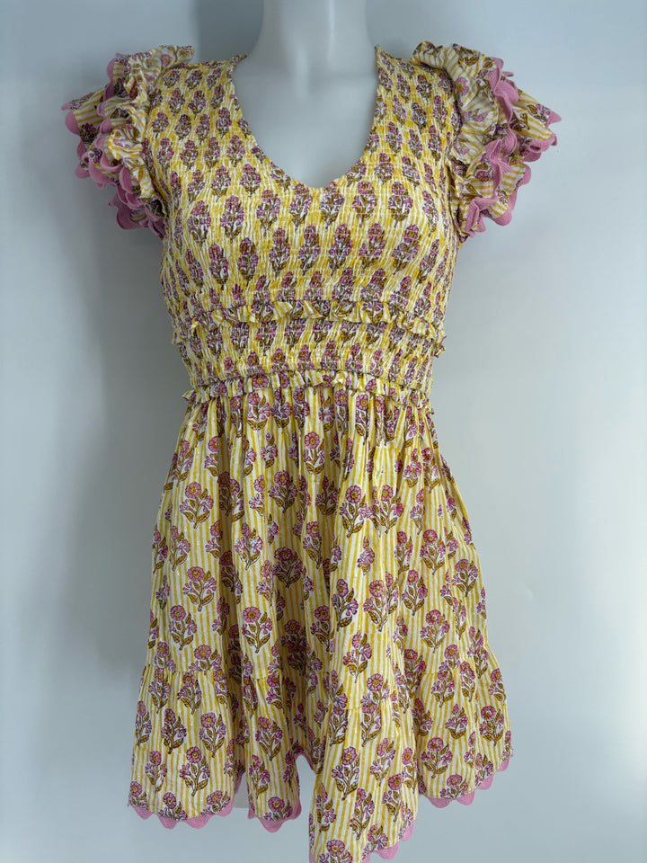 Size S Yellow Print Dress