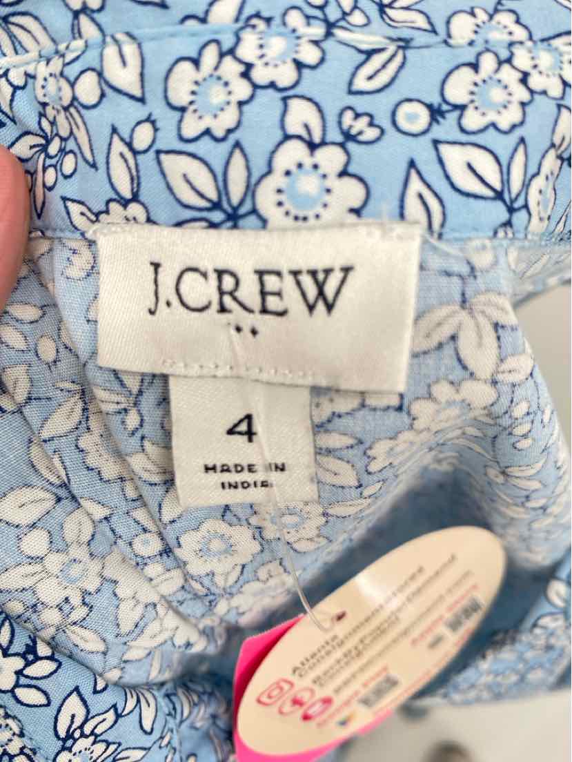 Size 4 J Crew Blue Print Dress