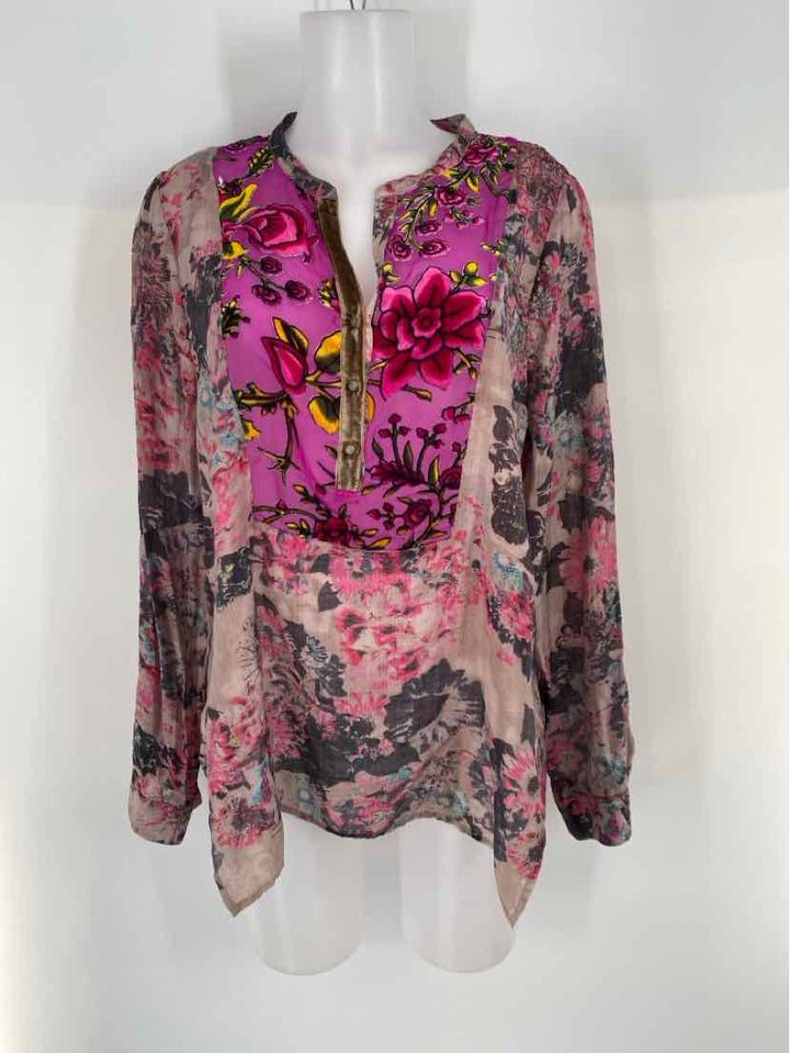 Size L Anthropologie Burgundy Velour Shirt