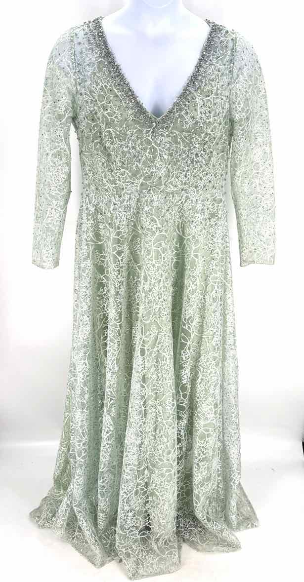 Size 14 MAC DUGGAL MINT Mesh Sequined Dress