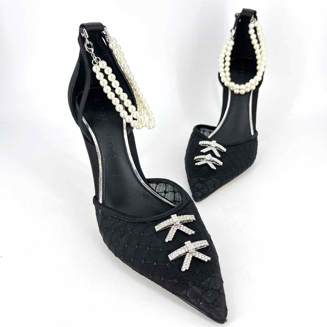 Shoe Size 10 Gianni Bini Black Mesh Rhinestone Heels
