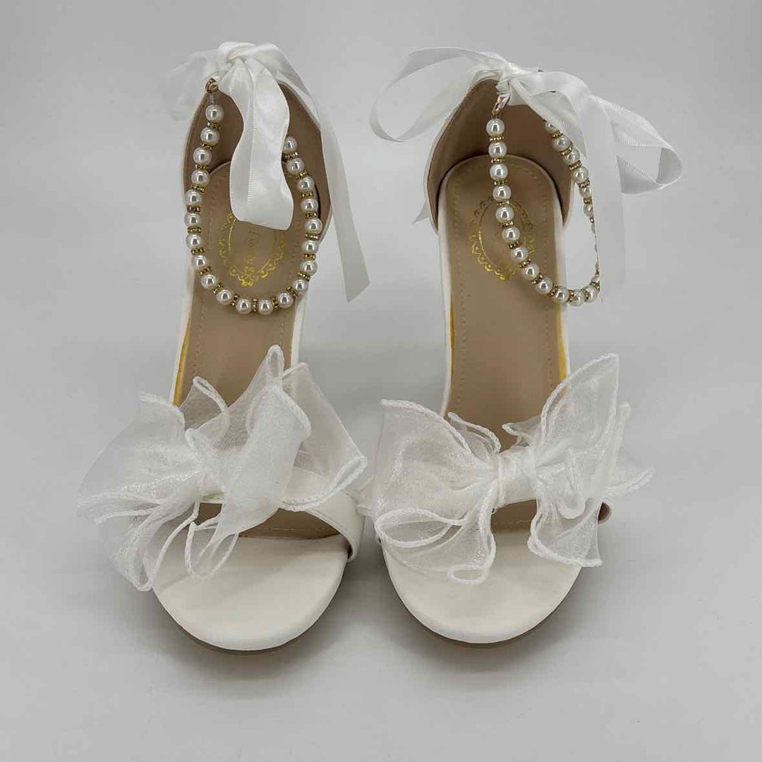 Shoe Size 39 White Satin Heels