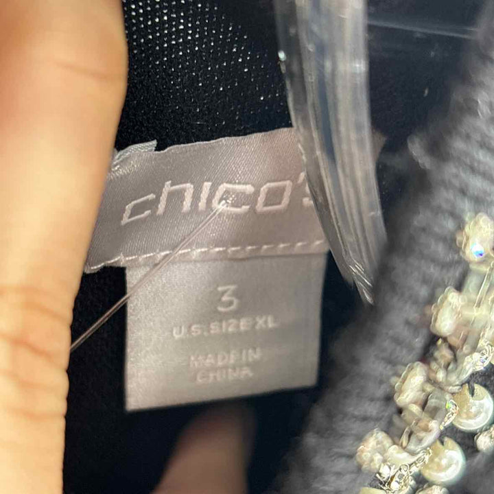 Size XL Chico's Black Knit Beaded Sweater