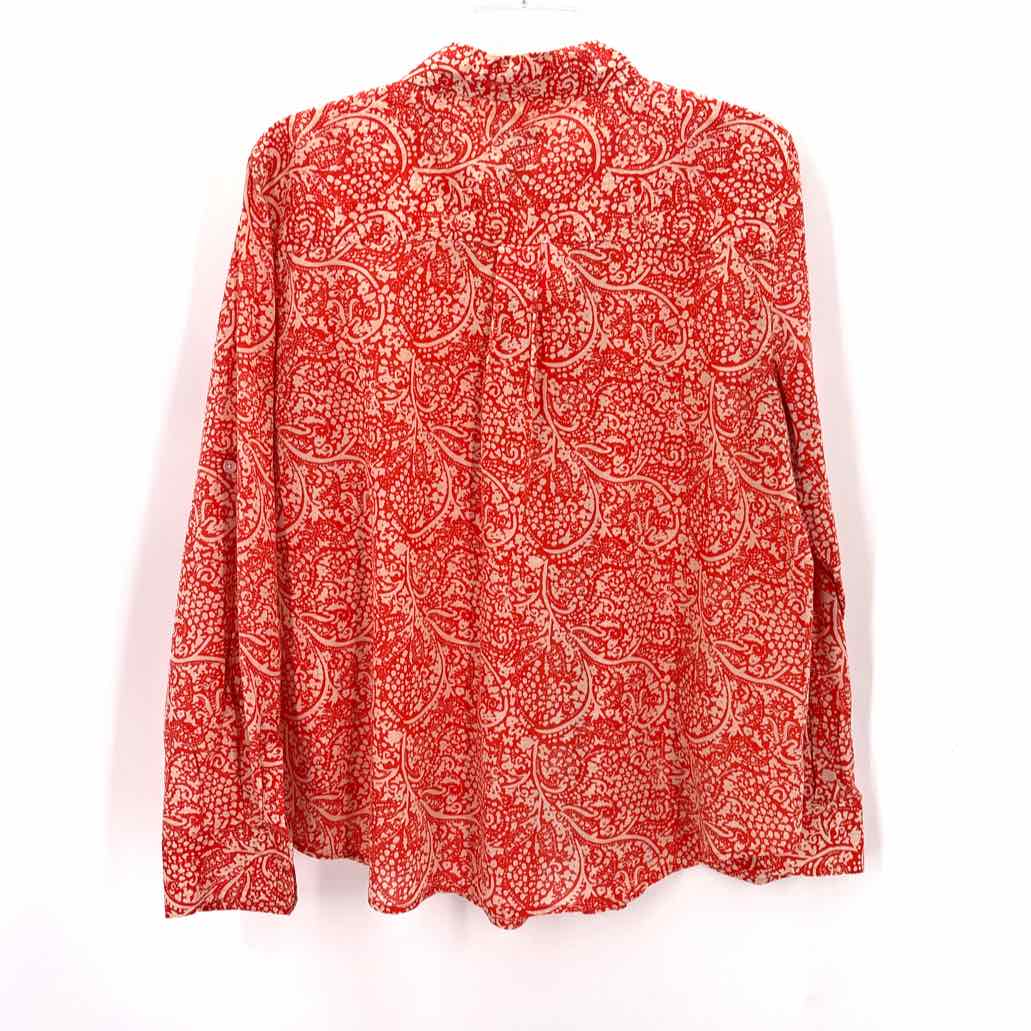 Size L Ann Taylor ORANGE PRINT Shirt