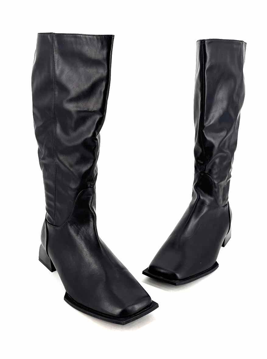 Shoe Size 9 Black Faux Leather Boots