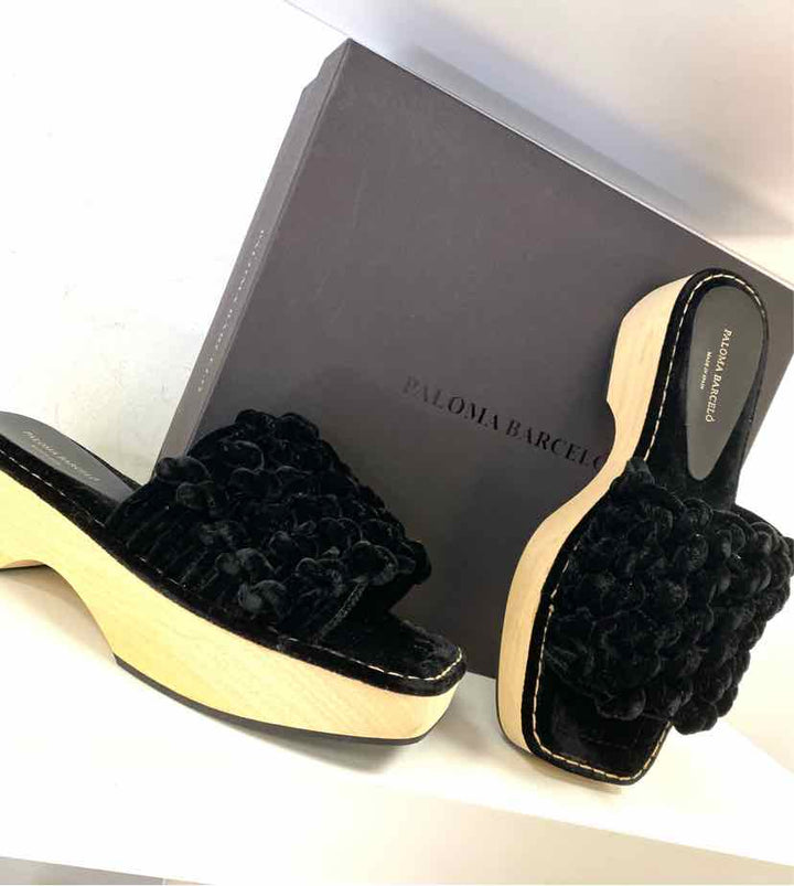 Shoe Size 39 Black Velour Luxury - Sandals