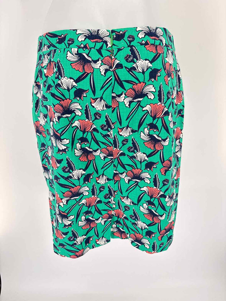 Size 6 J Crew Green Print Skirt