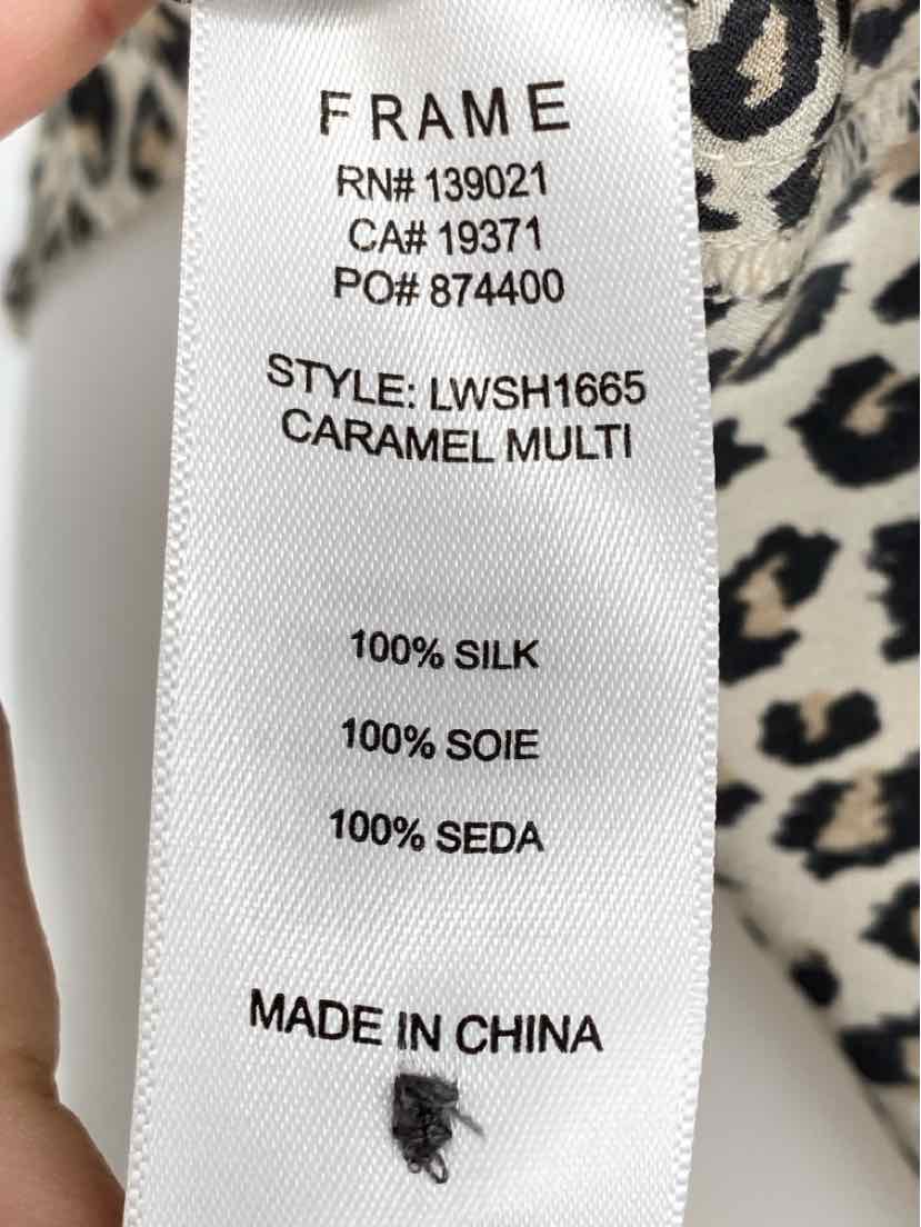 Size S FRAME Tan Silk Shirt