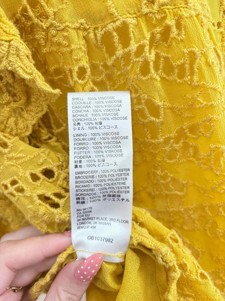 Size 4 Anthropologie Yellow Lace Shirt