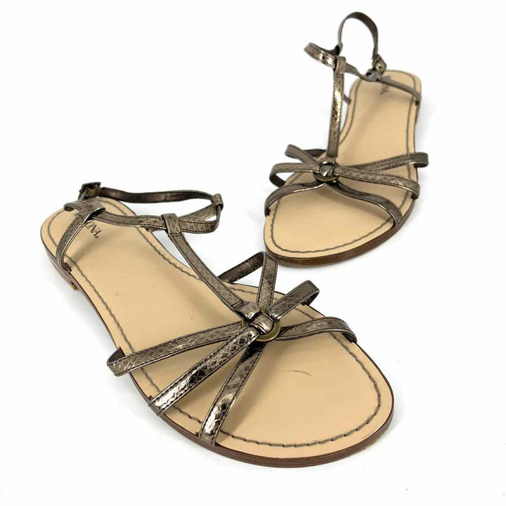 Shoe Size 9.5 MERONA Pewter Faux Leather Sandals